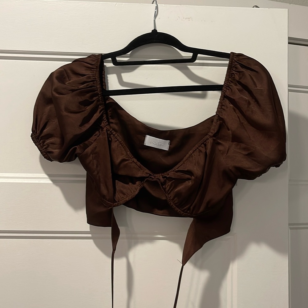 Isalis Brown Silk Top
